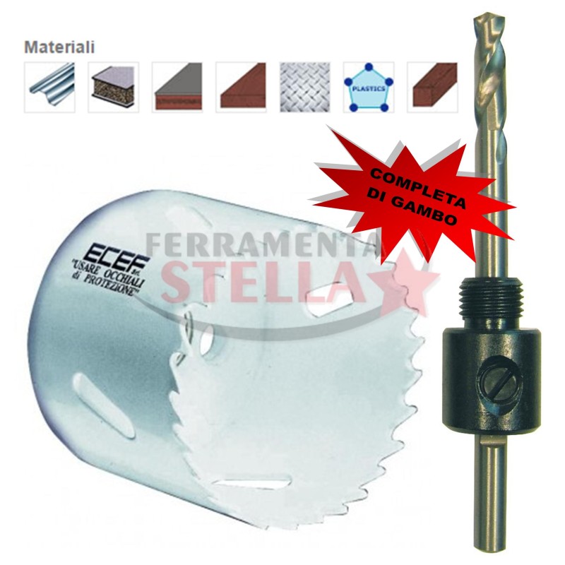 FRESE SEGHE A TAZZA BIMETALLICHE - HSS + ALBERO ESAGONALE APPROPRIATO
