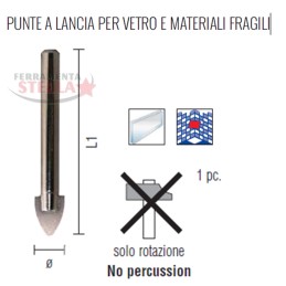 PUNTA PUNTE BOSCH VETRO CERAMICA PORCELLANA PIASTRELLE  TRAPANO