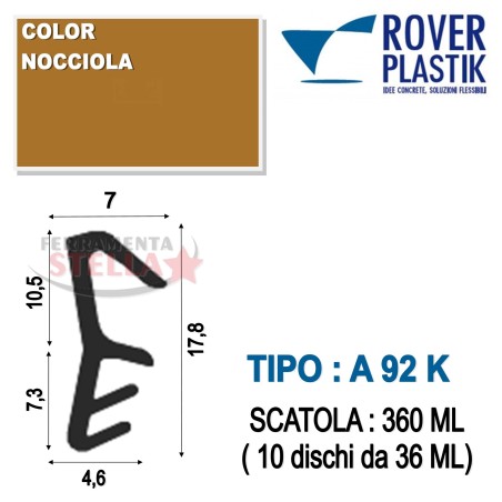 GUARNIZIONE PER INFISSI COLORE NOCCIOLA ROVERPLASTIK MODELLO A 92 K