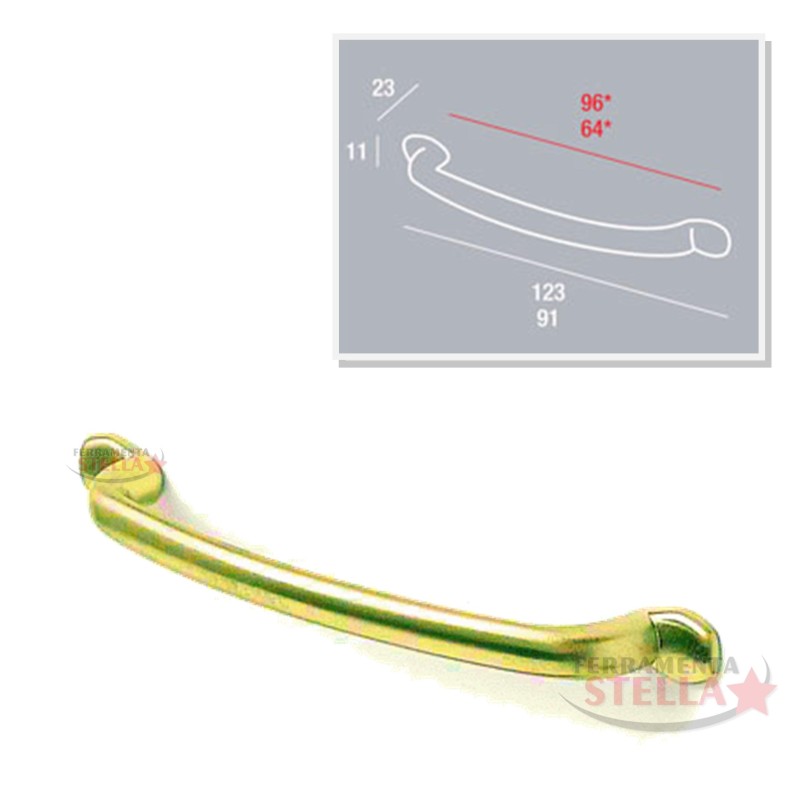 MANIGLIA MANIGLIETTA ORO MANIGLIE MOBILE ANTA ANTE CASSETTO CASSETTI 96MM ITALIA