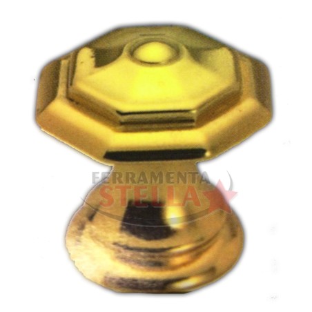 POMO POMOLINO POMELLO POMELLINO OTTAGONALE OTTONE ORO CASSETTI ANTA CUCINA 25 MM