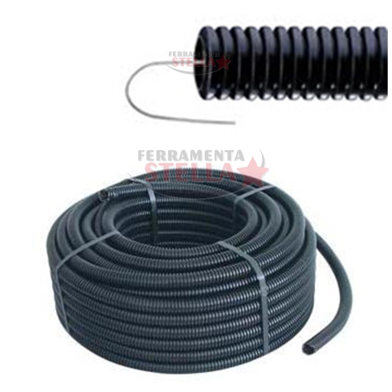 TUBO CORRUGATO NERO FLESSIBILE PASSAFILI PASSACAVI ELETTRICI ROTOLO ÿ 20 10 Mt