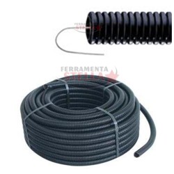 TUBO CORRUGATO NERO FLESSIBILE CON TIRAFILO PASSACAVI ELETTRICI ROTOLO ÿ 20 25Mt