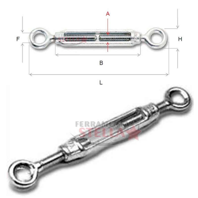 TENDITORE TENDITORI ZINCOCROMATI OCCHIO OCCHIO 8 mm PER TENDERE CAVO FILO FUNE