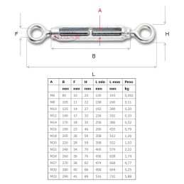 TENDITORE OCCHIO + OCCHIO 08 MM ZINCOCROMATI PER TENDERE CAVO FILO FUNE