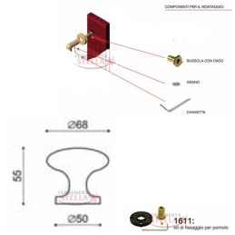POMOLO POMO FISSO ORO LUCIDO OTTONE LUCIDO ¯ 65 MANIGLIA PORTA INGRESSO PORTONE IDEAL