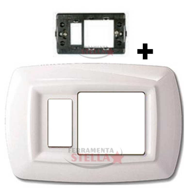 SUPPORTO PLACCA PLACCHETTA BIANCA SCHUKO COPRINTERRUTTORE TONDO' MAGIC UNEL
