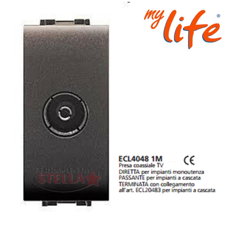 PRESA COASSIALE MASCHIO TV LIFE TIPO BTICINO LIVING ANTENNA TICINO TELEVISORE