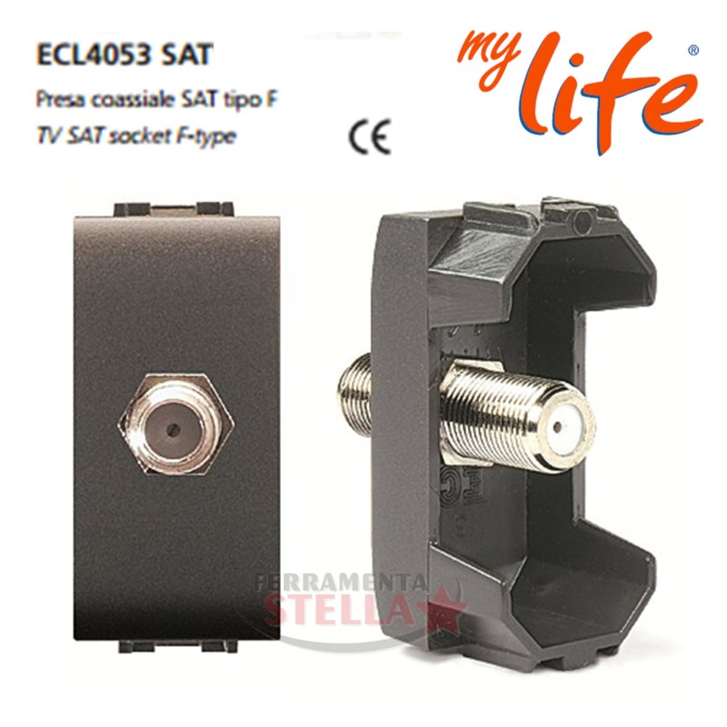 PRESA COASSIALE SATELLITARE FEMMINA TV LIFE TIPO BTICINO LIVING ANTENNA TICINO