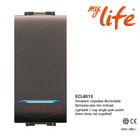 DEVIATORE ILLUMINABILE LIFE 16A TIPO BTICINO LIVING FRUTTO TICINO PULSANTE PRESA