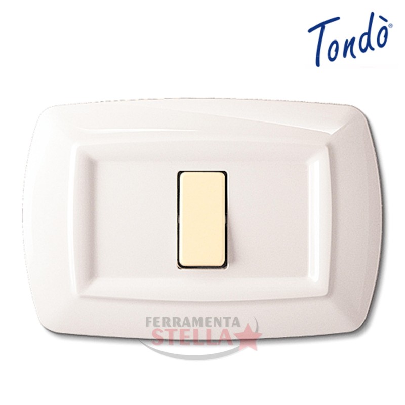 PLACCA PLACCHETTA BIANCA 1 POSTO COPRINTERRUTTORE TONDO' MAGIC INTERRUTTORI LUCE IN TECNOPOLIMERI