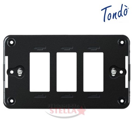SUPPORTO SCATOLA 503 3 POSTI TONDO' MAGIC TICINO TASTO LUCE COPRINTERRUTTORE