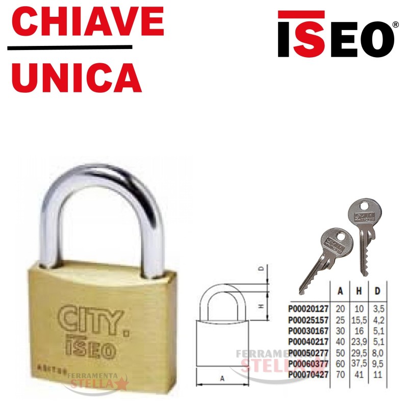 LUCCHETTO LUCCHETTINO AD ARCO OTTONE MM 40 CANCELLO ARMADIETTO CATENA ISEO CITY