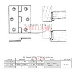 CERNIERA CERNIERE OTTONE ORO MOBILI MOBILE ANTA ANTE 50 X 40 ZANCATA PROFILATA