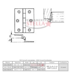 CERNIERA CERNIERE OTTONE SMERIGLIATO PER MOBILI MOBILE ANTA ANTE 50 X 40 ZANCATA