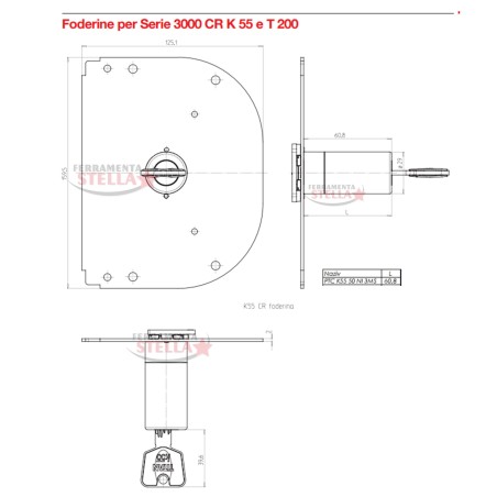 CILINDRO EUROPEO K55 MM 60 x SERRATURE CR