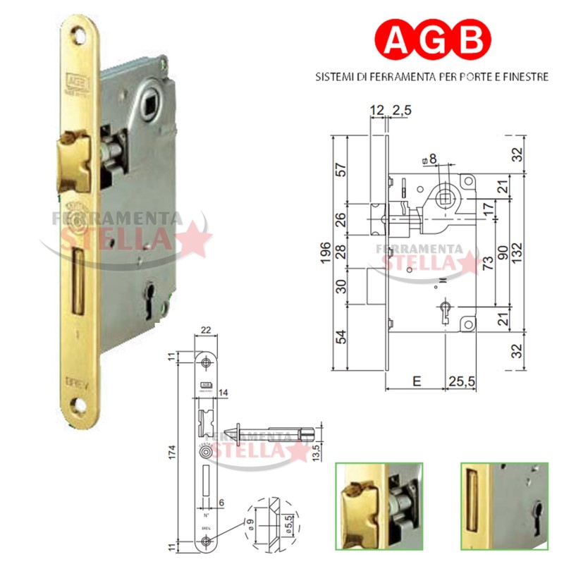 SERRATURA PATENT PICCOLA PER PORTE INTERNE - BUSSOLE CENTRO AGB DIST. 90 FORO CHIAVE SERRATURA PATENT PICCOLA PER PORTE INTERNE - BUSSOLE CENTRO AGB DIST. 90 FORO CHIAVE