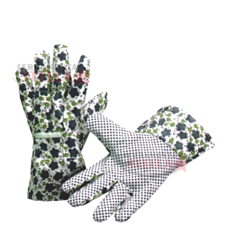 GUANTI GUANTO TELA DA GIARDINO DONNA FIORELLINI VERDI PUNTATO TG. 9