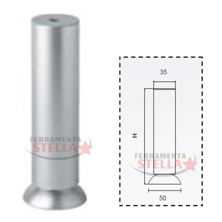 PIEDINO TONDO PVC CROMO SATINATO REGOLABILE DIAMETRO 35 MM - H 90