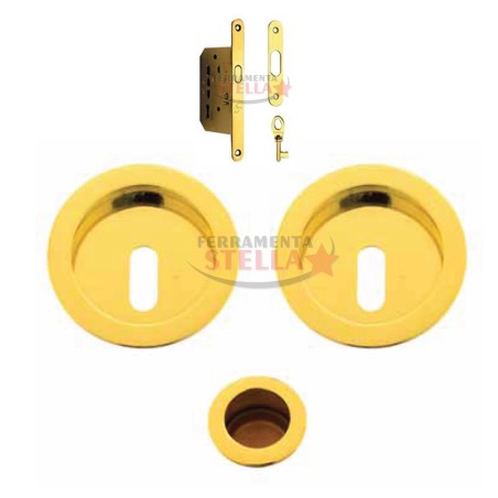 KIT PORTE SCORREVOLI X SCRIGNO CON SERRATURA MANIGLIA FORO CHIAVE MARIVA ORO