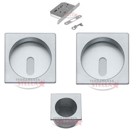 KIT PORTE SCORREVOLI X SCRIGNO + SERRATURA MANIGLIA FORO CHIAVE CROMO SATINATO QUADRO QUADRATO