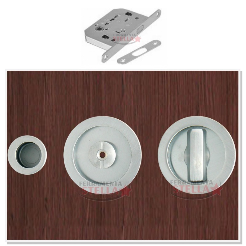 KIT PORTE SCORREVOLI NOTTOLINO E SERRATURA PORTA SCRIGNO CROMO SATINATO INCASSO
