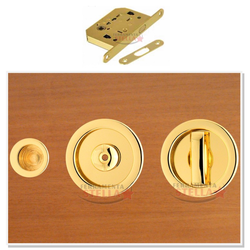 KIT PORTE SCORREVOLI CON NOTTOLINO E SERRATURA PORTA SCRIGNO INTERNO ORO LUCIDO