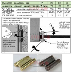 COPPIA CERNIERA BOMMER MOLLA BRONZO 125 MM ANTE PORTA PORTE FAR WEST SALOON