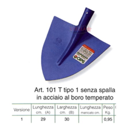 PALA BADILE IMPRESA ACCIAIO TEMPERATO SENZA MANICO 