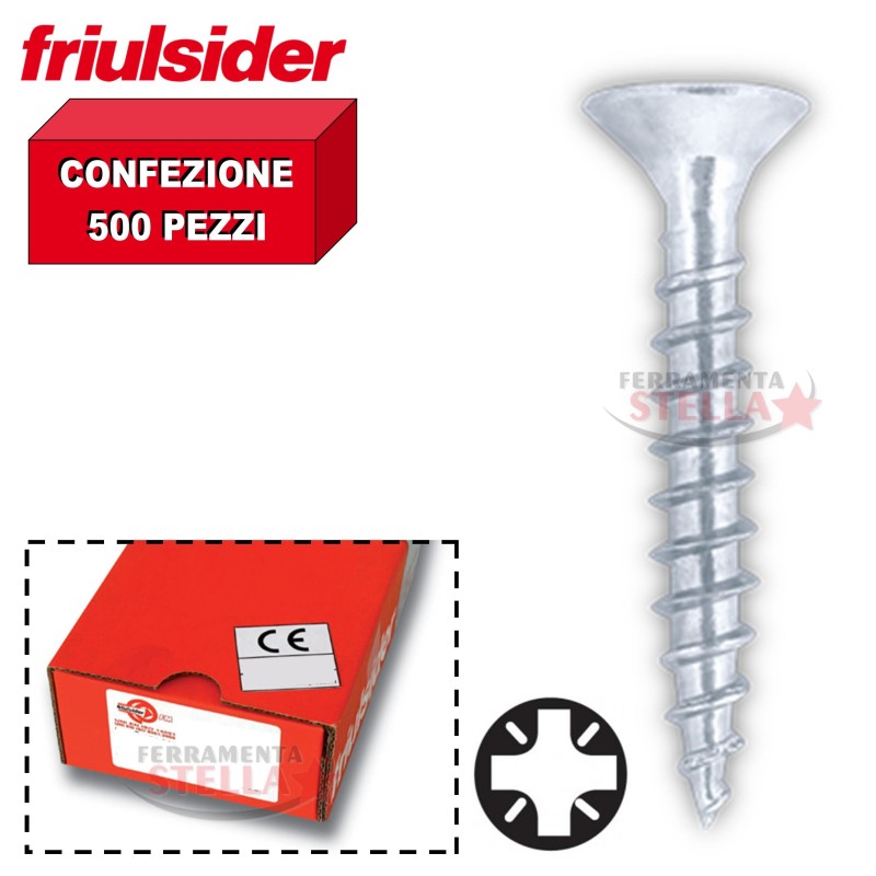 VITI VITE TRUCIOLARE PER LEGNO TESTA PIANA A CROCE ZINCATA