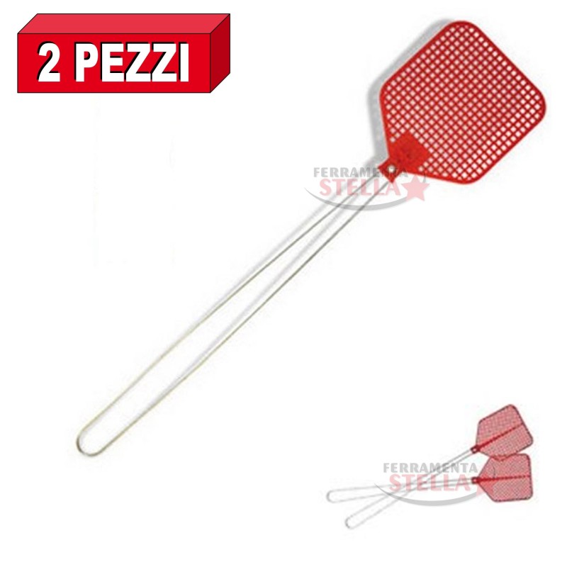 2 PEZZI - PALETTE ABBATTIMOSCHE MANICO IN FERRO ABBATTI MOSCHE E INSETTI