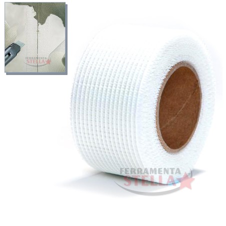 NASTRO ADESIVO RETE TAPPA CREPE ADESIVA 50 MM X 20 MT CARTONGESSO FIBRA VETRO