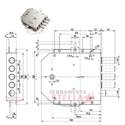SERRATURA  MOTTURA 50.555 TRIPLICE 1/2G PER PORTE IN FERRO E BLINDATE 4 MANDATE